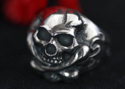 画像1: Cross Bone Skull With Heart Ring